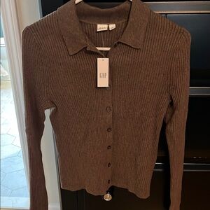 GAP Brown Ribbed Cardigan